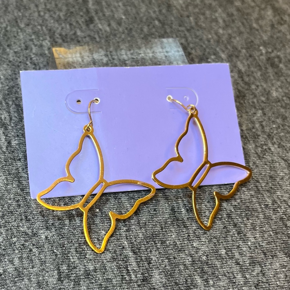 NEW Gold Butterfly Earrings